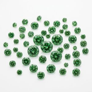 small round calibrated green diamonds